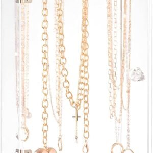 oem/odm acrylic necklace holder jewelry organizer storage box with velvet tray, rotating earring & necklace display stand, 24 hooks clear storage rack for bracelets, rings, long necklaces wholesale supplier & factory