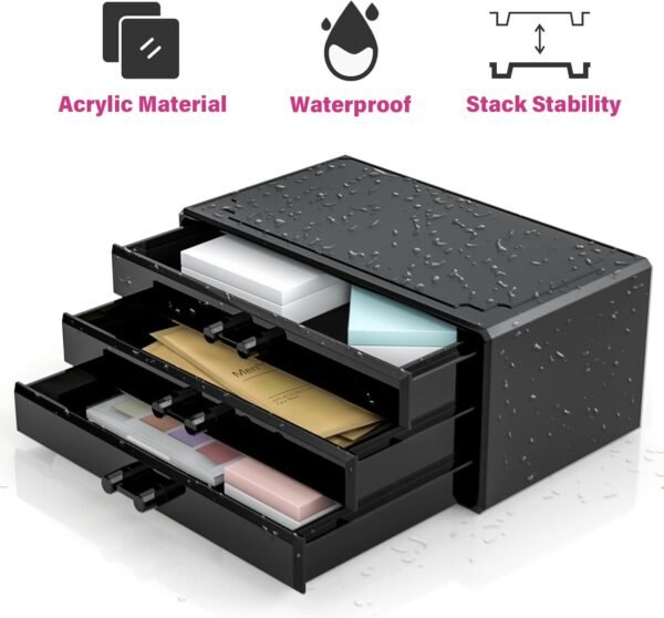 oem/odm dreamgenius makeup organizer 4 pieces, acrylic makeup storage box with 9 drawers for lipstick jewelry and makeup brushes, stackable vanity organizer for dresser and bathroom countertop, black wholesale supplier & factory