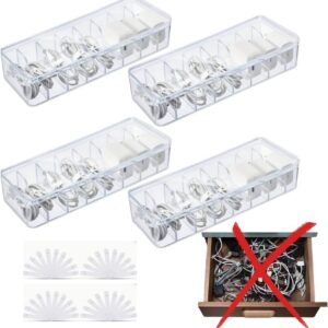 oem/odm 4-pack clear cable management boxes with 40 silicone ties - durable cord organizer storage solution for desk accessories, electronics, cosmetics, jewelry - versatile home & office organization kit wholesale supplier & factory