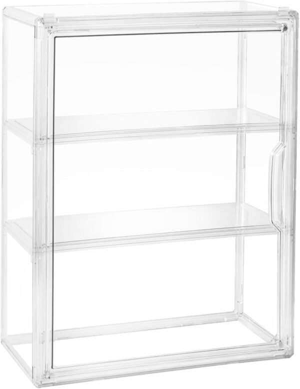 oem/odm acrylic display case for figures, 3 tier clear wall-mounted storage organizer, display box with magnetic door, dustproof showcase cabinet for doll action figure collectibles wholesale supplier & factory