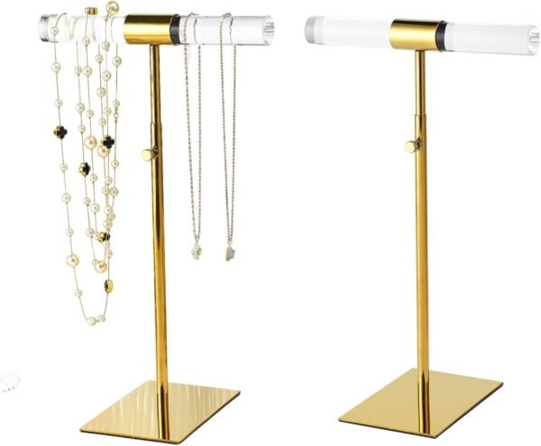 oem/odm acrylic jewelry towers - stainless steel long necklace stand, adjustable height tabletop jewelry organizer for home & boutique wholesale supplier & factory