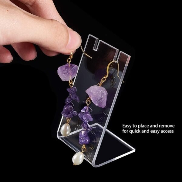 oem/odm ph pandahall 10pcs acrylic earring holder single pair l-shape jewelry displays stand earring organizer for jewelry dangling slant back display props show retail store marketing 1.3x1.7x3 inch wholesale supplier & factory