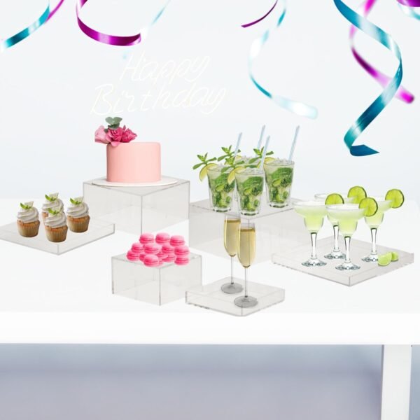 oem/odm acrylic box with lid, buffet risers, acrylic risers, dessert table display set, food risers display risers for party clear acrylic boxes 3pcs 5"7"9" wholesale supplier & factory