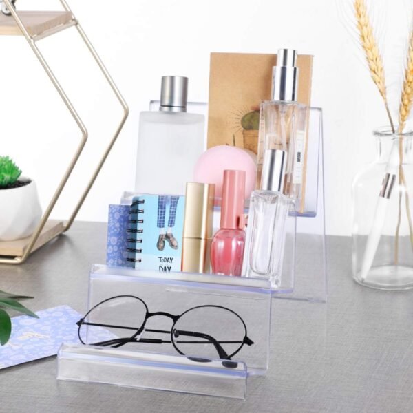 oem/odm stobaza acrylic wallet display stand holder 3 tier acrylic jewelry display riser shelf for handbag purse display retail store holder shelf cosmetic display racks, transparent wholesale supplier & factory