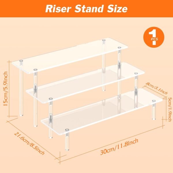 oem/odm 3 tier acrylic display risers, large perfume organizer stand, clear cupcake stand holder, display shelves for figurines, dessert shelf for party, risers display stand for decoration (1 pack) wholesale supplier & factory