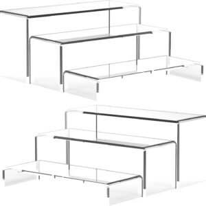 oem/odm 9 inch risers display stands 6 pcs 3 tiers desktop clear acrylic shelves pop figures clear cup cake stand for collectibles shoes jewels ( 9 inch ) wholesale supplier & factory