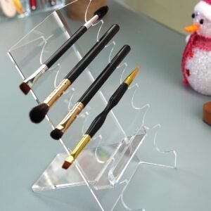 oem/odm acrylic makeup brush holder for vanity, unique office desk accessories for women aesthetic, pen display stand holder, makeup brush drying rack, make up/hair/paint brush holder, clear wholesale supplier & factory