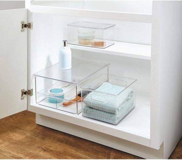 oem/odm idesign 39810 med+ large plastic bathroom vanity bin with lid, medication, accessories, dental supplies, cosmetics, bpa-free organizer box, 7.25" x 10.75" x 5", clear wholesale supplier & factory