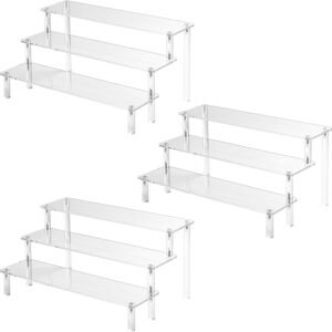 oem/odm 3pcs acrylic risers display stands, 3 tier perfume organizer display shelf & versatile cupcake stand holder, display risers for figures, dessert shelves for party for decoration and organizer wholesale supplier & factory