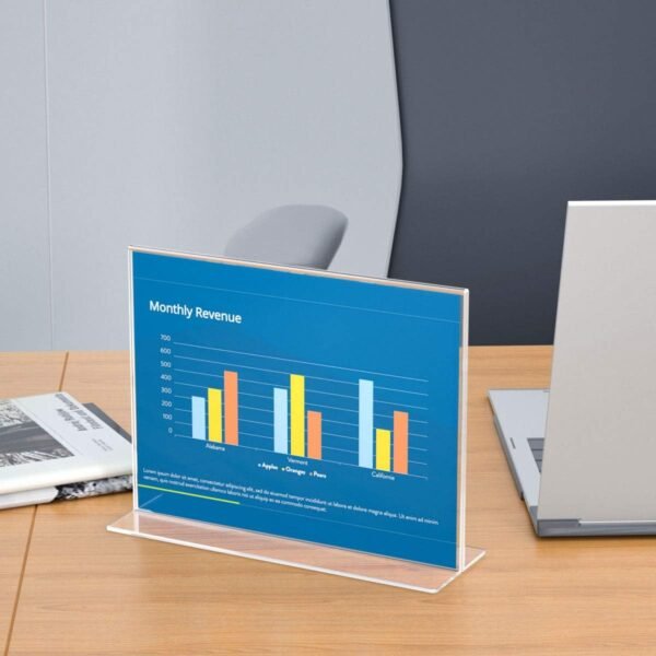 oem/odm niubee acrylic sign holder 8.5x11 inches 6 pack horizontal, t shape double sided clear frames, plastic paper flyer display holder, document menu table stand for office, store -landscape wholesale supplier & factory