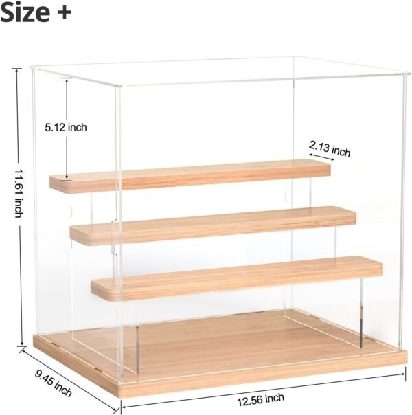 oem/odm display case, innoaura acrylic display case box with sticker, 4 tier wood base display cases for collectibles, action figure display case for doll toy mini figure (11.8x8.7x11 inch) wholesale supplier & factory