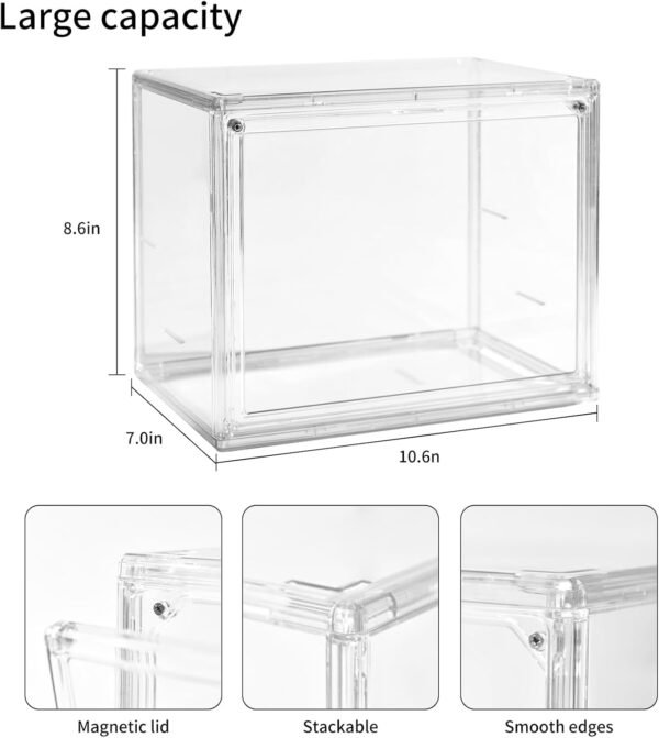 oem/odm clear acrylic display case with magnetic attraction lid, dustproof book & cosmetic display cases, large figures collectibles showcase, shoe box, bag organizer wholesale supplier & factory