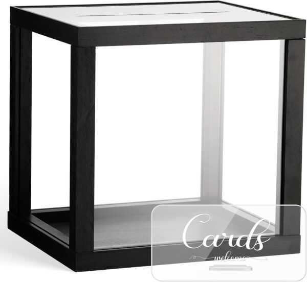 oem/odm wedding card box with sign acrylic card box money post box clear wedding gift box large letter envelope box with slot for wedding reception birthday anniversary(black,wood) wholesale supplier & factory