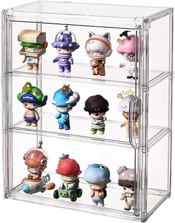 oem/odm 3 tiers clear display case stand box,for doll proof suitable collectibles action figures minifigure,acrylic storage organizers box with magnetic door wholesale supplier & factory