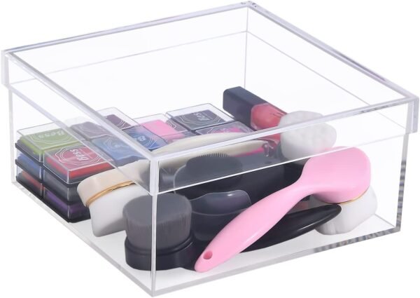 oem/odm clear acrylic box with lid, clear acrylic plastic square cube containers storage box 7.9x7.9x3.9inches/200x200x100mm for candy pill and tiny jewelry wholesale supplier & factory