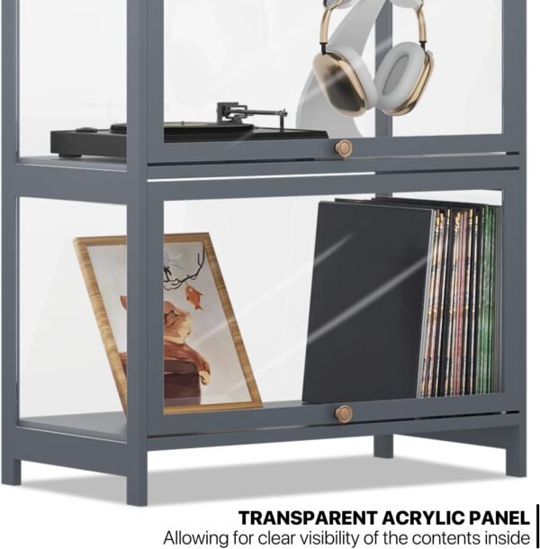 oem/odm monibloom 4-tier display cabinet with acrylic doors - 55” transparent bamboo display case for figures and curio collection, floor standing - grey wholesale supplier & factory