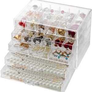 oem/odm acrylic jewelry organizers and storage box with 5 drawers, clear earring storage organizer necklace organizer box display case for women girls (style a clear) wholesale supplier & factory