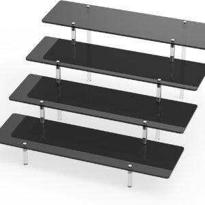 oem/odm acrylic riser display stand, black 4 tier cupcake stand display risers shelf perfume cologne organizer compatible with funko pop food dessert makeup skincare cosmetics lotion organizer (1 pack) wholesale supplier & factory