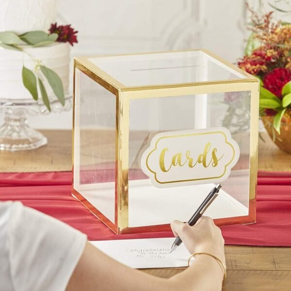 oem/odm kate aspen gold frame collapsible acrylic money gift card box, one size wholesale supplier & factory