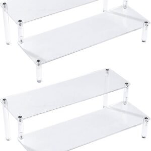 oem/odm bycy 2 pack 2-tier clear acrylic display stand display shelf for dessert jewels figurines, clear cupcake stand - 2 pack ( 12" * 6.9" * 4.25" ) wholesale supplier & factory