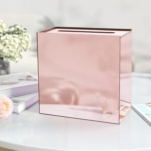 oem/odm lesolar acrylic card box for wedding 10’’ pink wedding card box for envelope postcard gift diy card box for birthday party graduation reception wishing 10x10x5 in wholesale supplier & factory