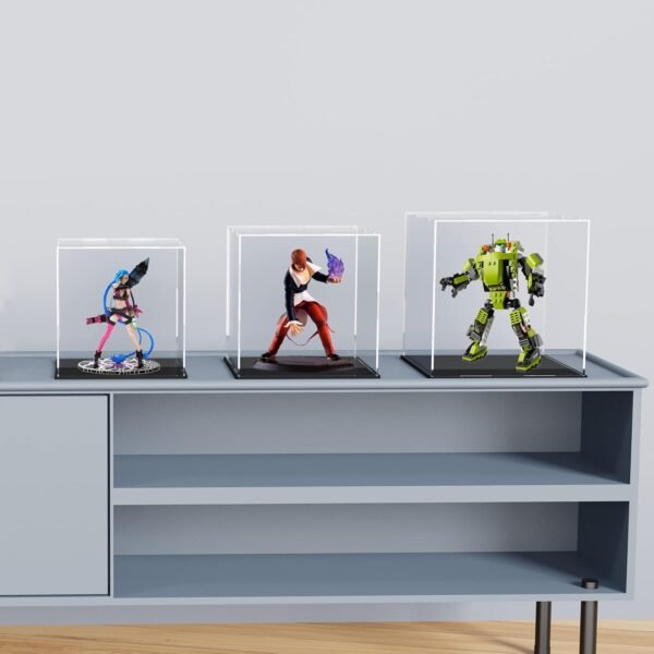 oem/odm 9 inch acrylic case for display, clear display acrylic box for collectibles, display case with matt black stand and lid for office home wholesale supplier & factory
