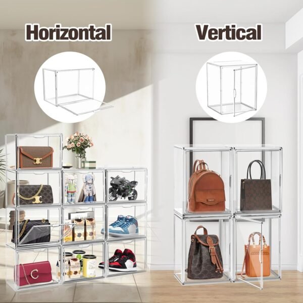 oem/odm xx-large tall boot storage box, large acrylic shoe box, sneaker shoe display case for collectibles clear plastic stackable handbag purse organizer with lids wholesale supplier & factory