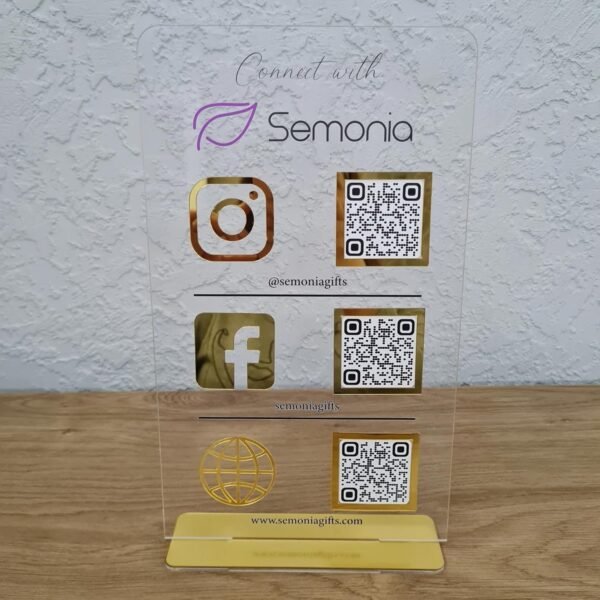oem/odm personalized 3d qr code signs for business acrylic custom multi social media sign scan to pay payment display holder instagram facebook venmo cashapp zelle logo plaque stand beauty salon decor (clear) wholesale supplier & factory