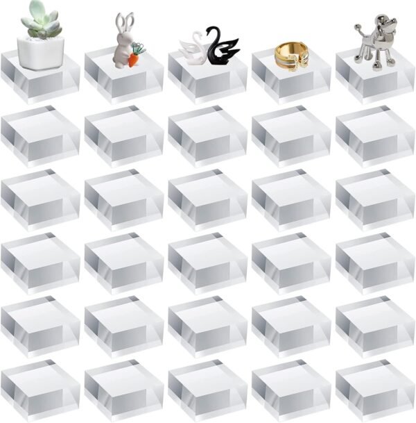 oem/odm 30pcs acrylic square display block 2×2×1 inches display acrylic cube stand clear polished acrylic cube for acrylic jewelry display stand ring showcase holder base wholesale supplier & factory