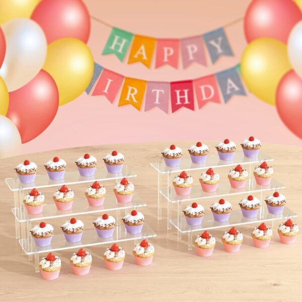 oem/odm 3 tier acrylic display risers, large perfume organizer stand, clear cupcake stand holder, display shelves for figurines, dessert shelf for party, risers display stand for decoration (1 pack) wholesale supplier & factory