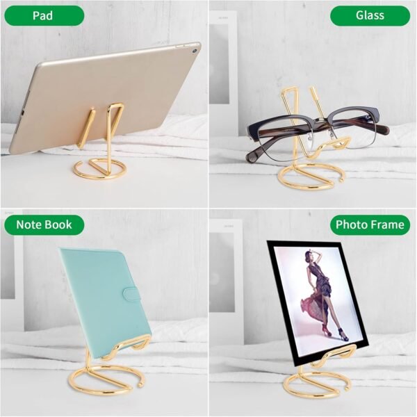 oem/odm cell phone stand for desk, small metal mobile phone stand holder, gold color cell phone display holder, phone dock compatible with all mobile phones, iphone, switch, ipad, kindle（1 pack） wholesale supplier & factory