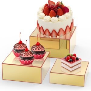 oem/odm buffet risers,mirror acrylic food risers for buffet table 3pcs,gold food display risers for party buffet risers and stands display catering dessert jewelry makeup acrylic cube nesting boxes wholesale supplier & factory