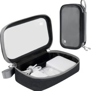 oem/odm pack all clear electronic organizer, tpu cable organizer bag, compact cord travel organizer for cables, chargers, phones, usb cords, sd cards (black) wholesale supplier & factory