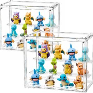 oem/odm display case for figurines, acrylic clear box for collectibles, adjustable layers for figures stackable makeup storage box 27×23×18cm (clear 2 pack, small) wholesale supplier & factory