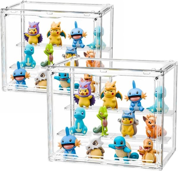 oem/odm display case for figurines, acrylic clear box for collectibles, adjustable layers for figures stackable makeup storage box 27×23×18cm (clear 2 pack, small) wholesale supplier & factory