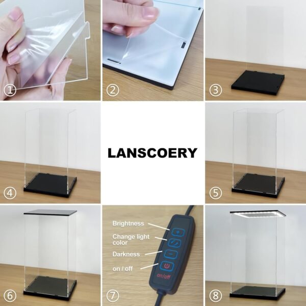 oem/odm lanscoery clear acrylic display case with white and warm led light, showcase and display box, dustproof with uv protection, perfect for figures collectibles - 11.8x11.8x15.7inch wholesale supplier & factory