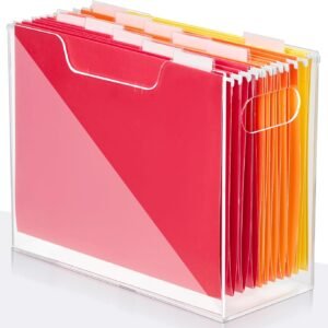 oem/odm acrylic hanging file folder organizer, clear portable file holder with handles, desktop letter size file box for desk home office school -1 pack wholesale supplier & factory