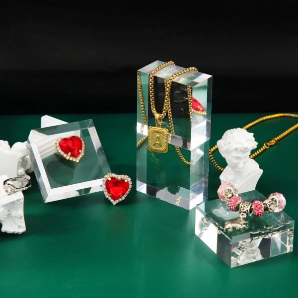 oem/odm vicenpal 4 pieces acrylic square display block 2 x 1 inches clear polished cube jewelry stand ring showcase holder base wholesale supplier & factory
