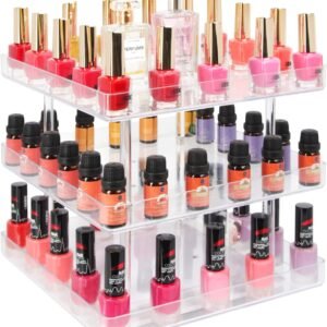 oem/odm jackcube design 3 tier clear nail polish 360 rotating display rack organizer stand makeup cosmetics storage box carousel shelf with acrylic guard(3tier) - :mk387-3 wholesale supplier & factory