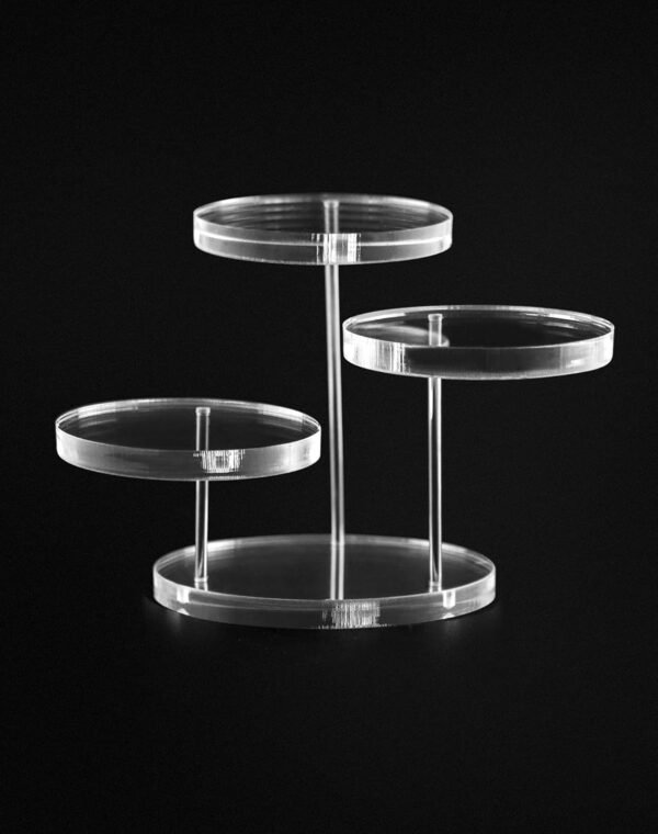oem/odm qwork round acrylic products display riser stands, 3 tier jewelry display stands for rings earrings,mini figurines, clear, 2 pack wholesale supplier & factory