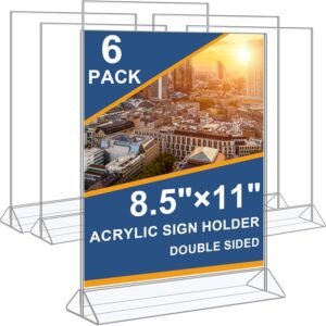 oem/odm acrylic sign holder 8.5 x 11 vertical double-sided flyer display stands, plastic table menu stand, clear picture paper frames for office home store restaurant 6pack wholesale supplier & factory