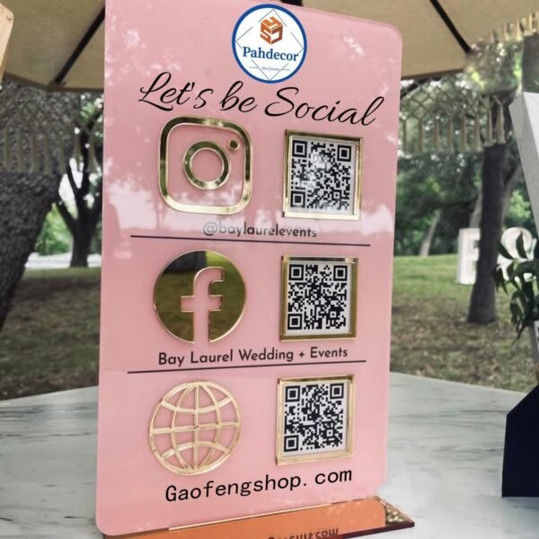 oem/odm personalized 3d qr code signs for business acrylic custom multi social media sign scan to pay payment display holder instagram facebook venmo cashapp zelle logo plaque stand beauty salon decor (clear) wholesale supplier & factory