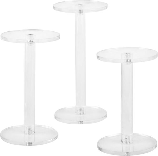 oem/odm mygift acrylic display riser, set of 3 clear round acrylic jewelry/watch display pedestal riser stands wholesale supplier & factory