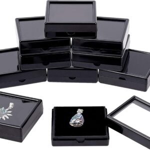 oem/odm benecreat 10pcs black gemstone display box square acrylic jewelry box container 2.4x2.4x0.8inch with clear top lids and sponge inside for mother's day festival treat, gems, coins, jewelry packing wholesale supplier & factory