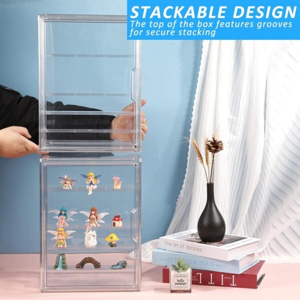 oem/odm 2pcs extra large 5 tiers clear display case for figures, acrylic storage organizers box with magnetic door, acrylic dustproof showcase for collectibles action figure collectibles wholesale supplier & factory