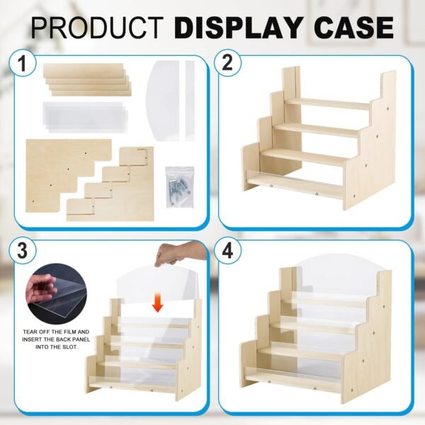 oem/odm greeting card display stand , acrylic sticker display holder for vendors, counter retail display rack , 4-tiered wooden/acrylic display stand for postcard /brochure/photos/picture wholesale supplier & factory