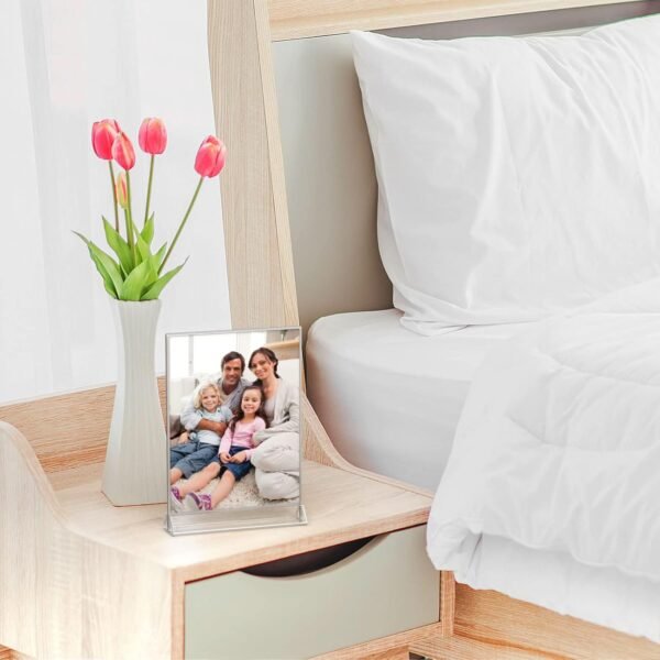oem/odm niubee 6pack 8.5x11 clear acrylic sign holder with sliver borders and vertical stand, double sided table menu holders picture frames for wedding table numbers, photos wholesale supplier & factory