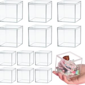 oem/odm 12 pcs acrylic square cube small clear plastic display boxes with lids, 6pcs 4 x 4 x 4 inches, 6pcs 3 x 3 x 3 inches clear acrylic storage square cube boxes for candy jewelry tiny items wholesale supplier & factory