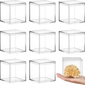 oem/odm blulu 8 pieces clear acrylic plastic jewelry box mini storage box mini cube containers with lids for candy pill and tiny jewelry(square,3.9 x 3.9 x 3.9 inch) wholesale supplier & factory