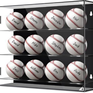 oem/odm acrylic baseball display case wall mounted display holder shadow box clear baseball holder removable ball stand for collector memorabilia autograph case(3 tiers for 12 balls) wholesale supplier & factory